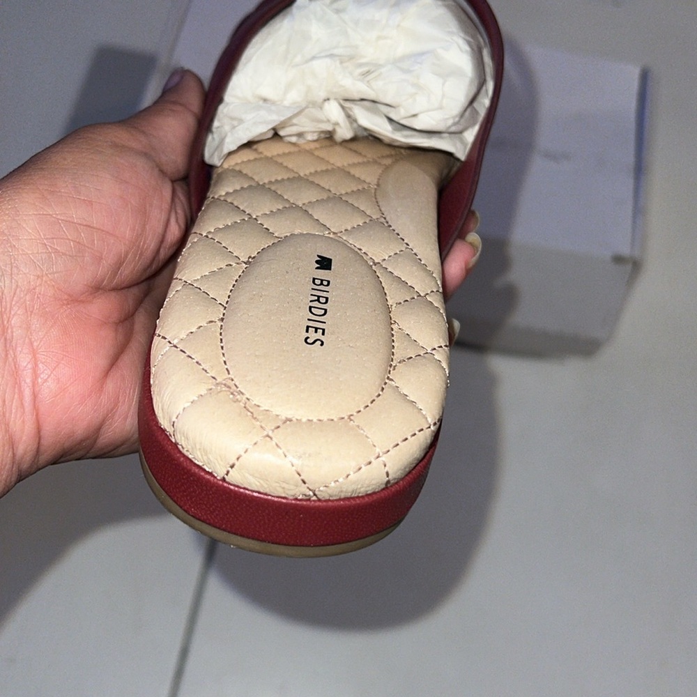 Birdies The Dove Burgundy Crossed leather Slip-On Flats 9.5 - Picture 9 of 13